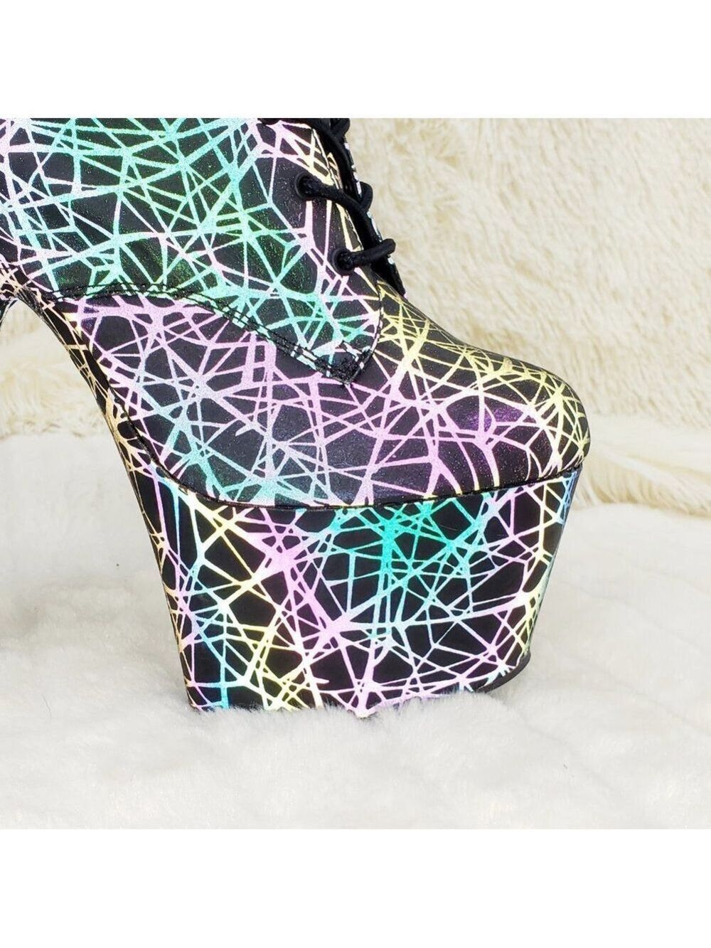 Reflective Geometric Platform High Heel Ankle Boots - Picture 17 of 17